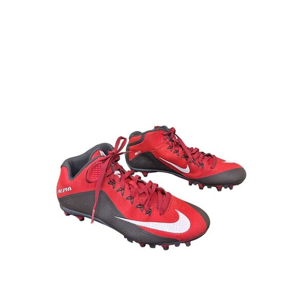 Nike 12.5 Men Red Black Alpha Pro 2 TD Bred Cleat Football Sport Field Grass - Picture 4 of 15